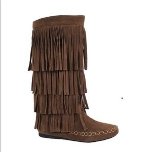 Army green tall Minnetonka  boots